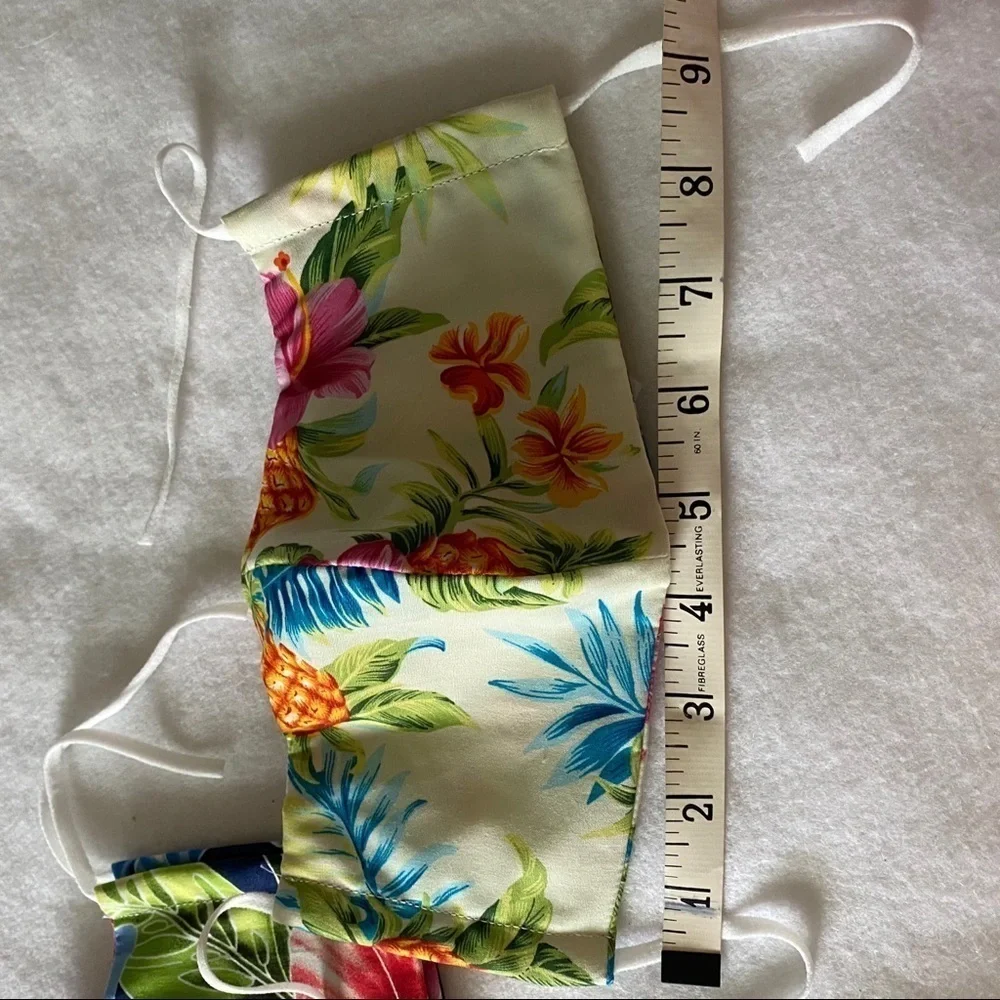 Set of 2 Aloha Print Cloth Cotton Face Masks Flora